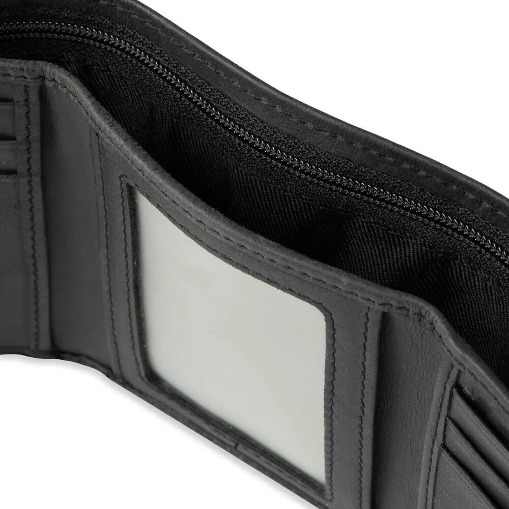 Men's Black Slim Wallet Style Includes Window Credit Card Holder Designed